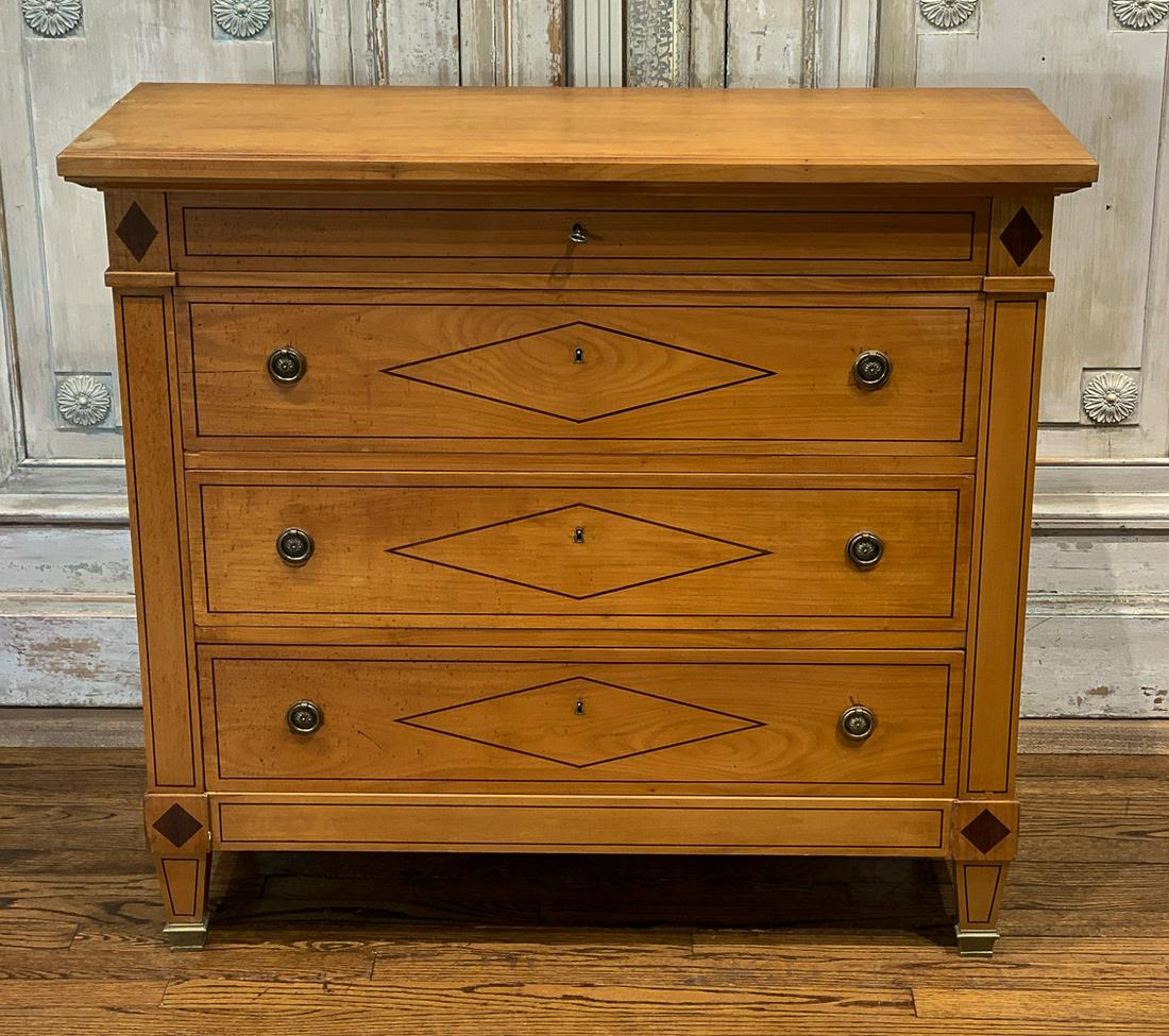 French Custom Chest By Paris Maker Schmidt: Neoclassical Style, Circa 1970. 39w X 15.5d X 35h. See Photos For Overall Good Antique Condition, Slight Scuffs To Legs.