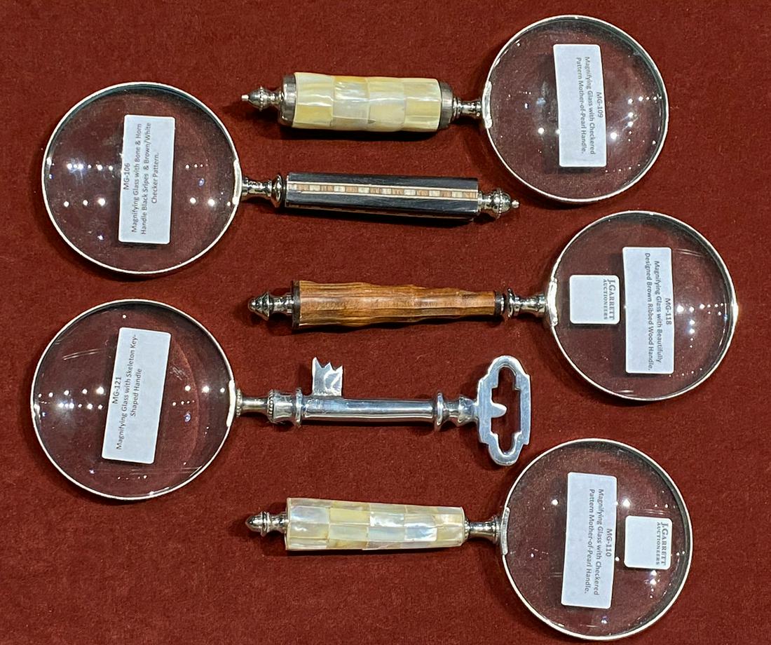 Collection Of 5 Magnifying Glasses: All Very Good Condition, See Photos.