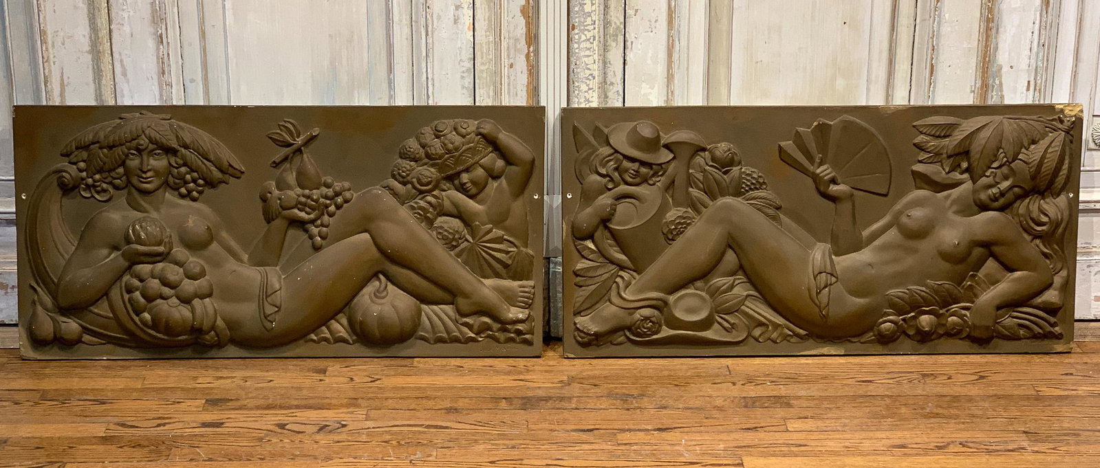 Pair Of Art Deco Panels By Josie Martin: French-born Art Deco Sculptor Jose "Josie" Martin Was Known For His Important Work At Historic Fair Park, As Well As Other Monuments In Dallas And Around The World. See Attached Provenance. Panels Sho
