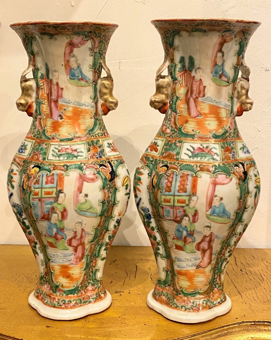 Pair Of Chinese Famille Rose Porcelain Vases (1 of 6)