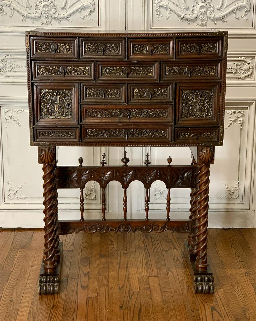 18th Century Spanish Carved Vargueno On Stand (1 of 10)