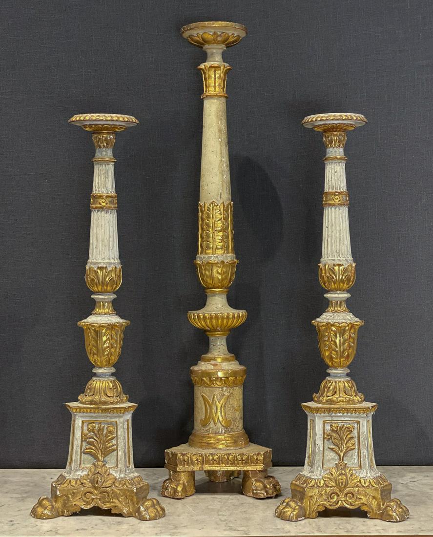 3 Carved And Gilt Altar Sticks (1 of 8)