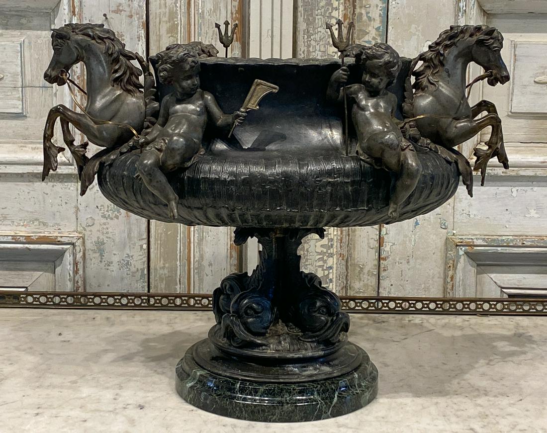 Bronze And Marble Jardiniere On Verde Base (1 of 5)