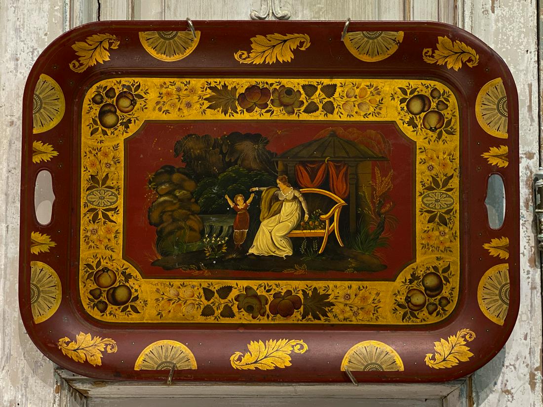 Vintage Red Tole Tray (1 of 3)