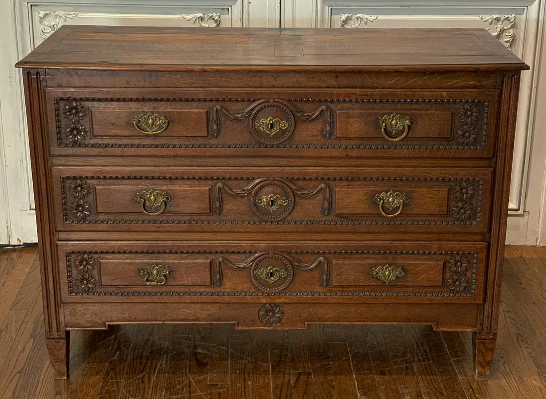 Early 19th C. French Carved Walnut Commode (1 of 11)