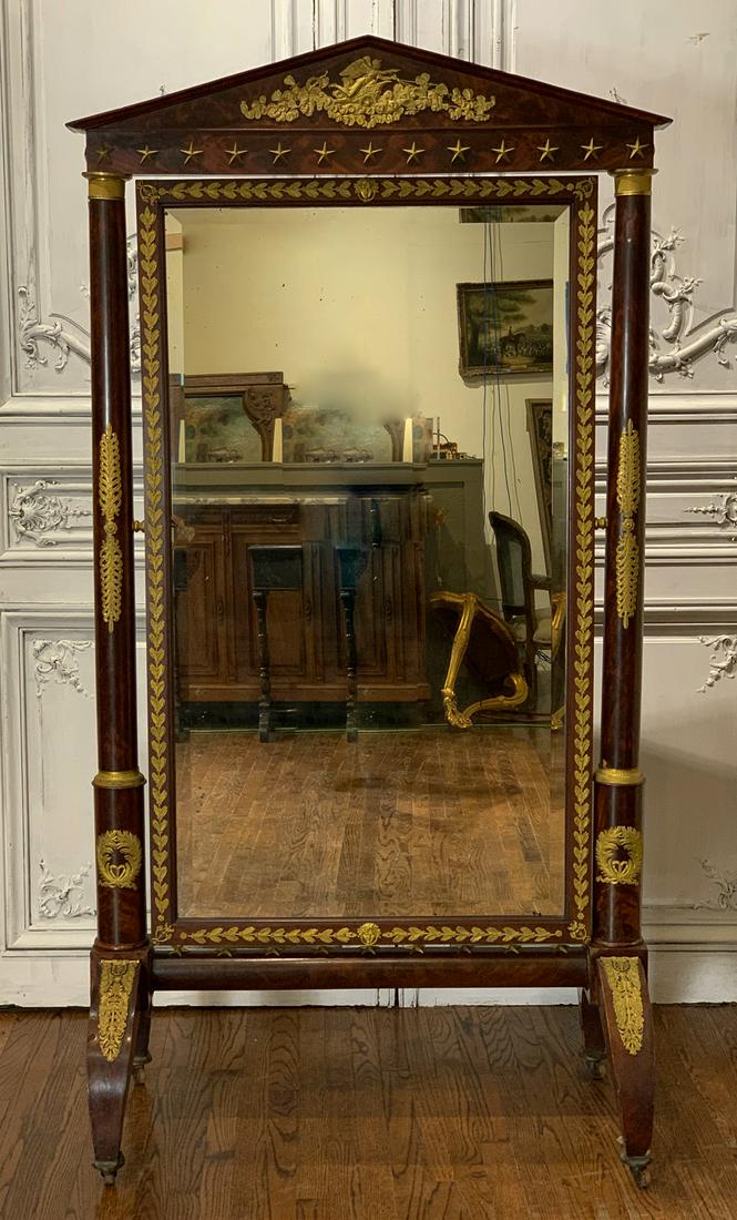 19th Century French Empire Cheval Mirror (1 of 18)