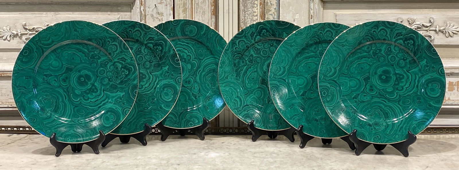 6 Malachite Style Plates From Neiman Marcus (1 of 5)