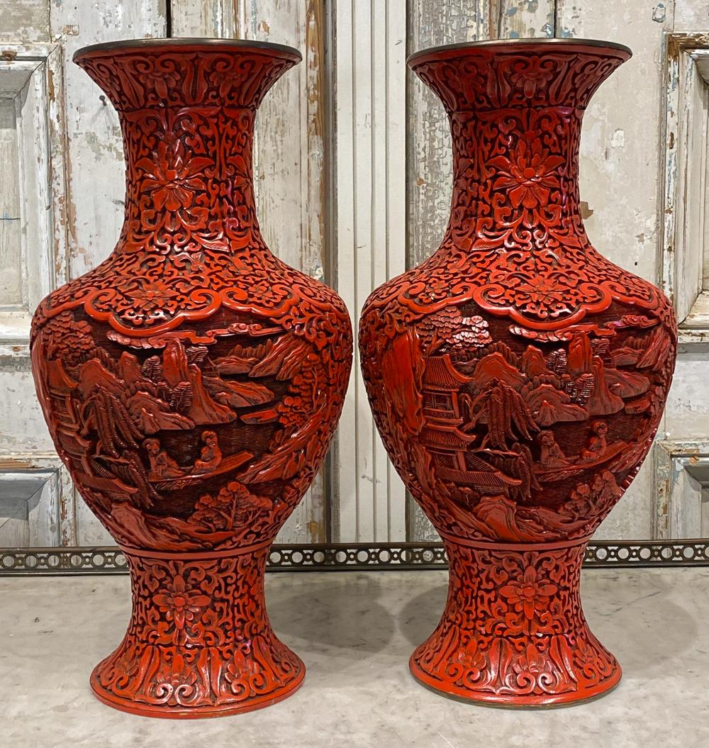 Pair Of Cinnabar Style Vases (1 of 11)