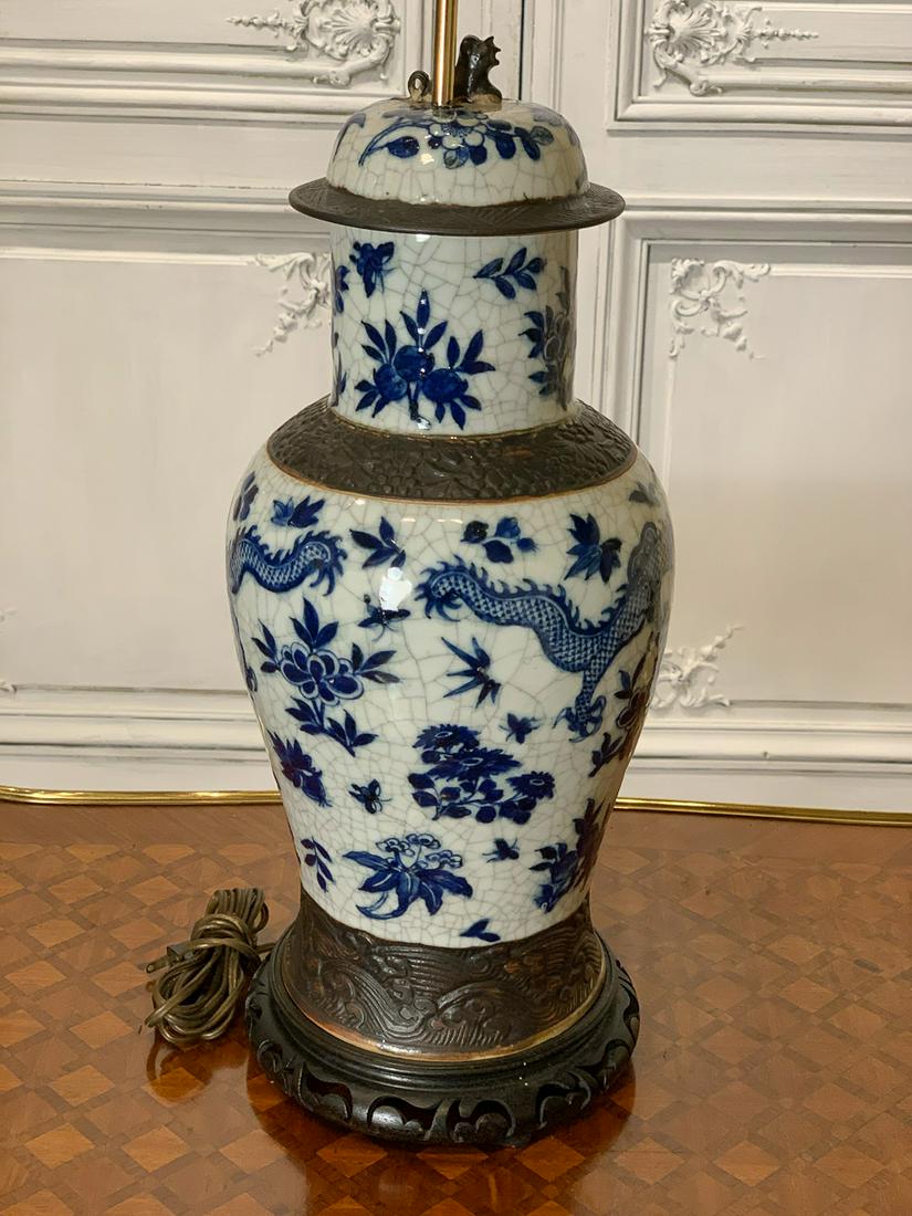 Chinese Blue Dragon Lidded Vase As Lamp (1 of 8)