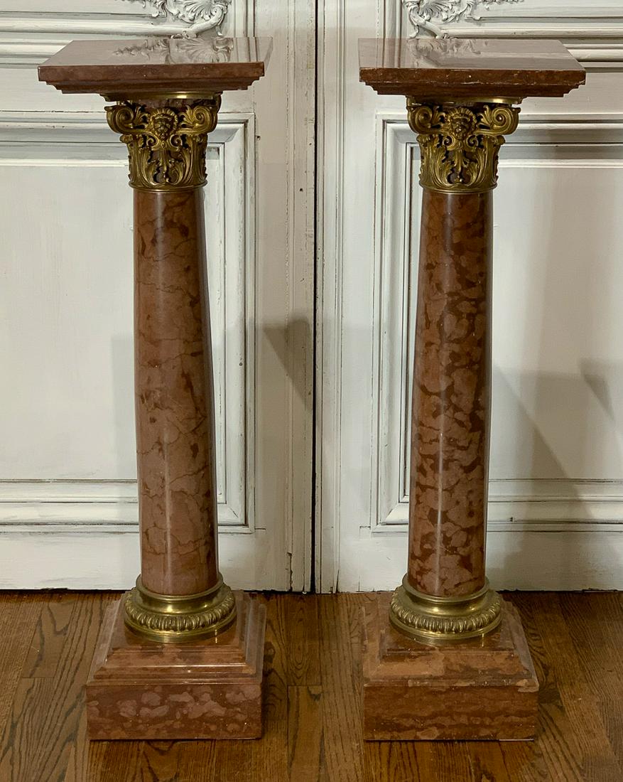 Barbedienne Signed Pr. French Marble Pedestals (1 of 14)