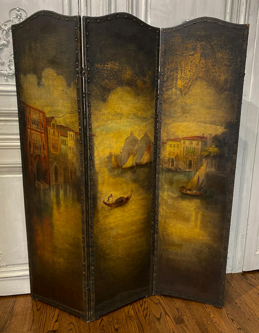 Venetian Painted Canvas Screen (1 of 10)