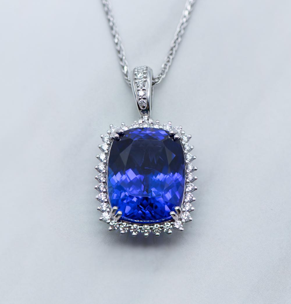 GIA Tanzanite And Diamond Pendant (1 of 10)