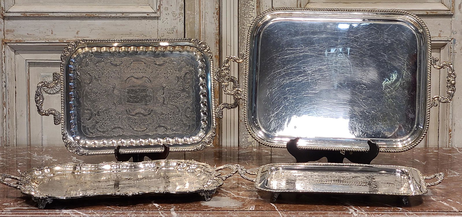 4 Silverplated Serving Trays (1 of 6)
