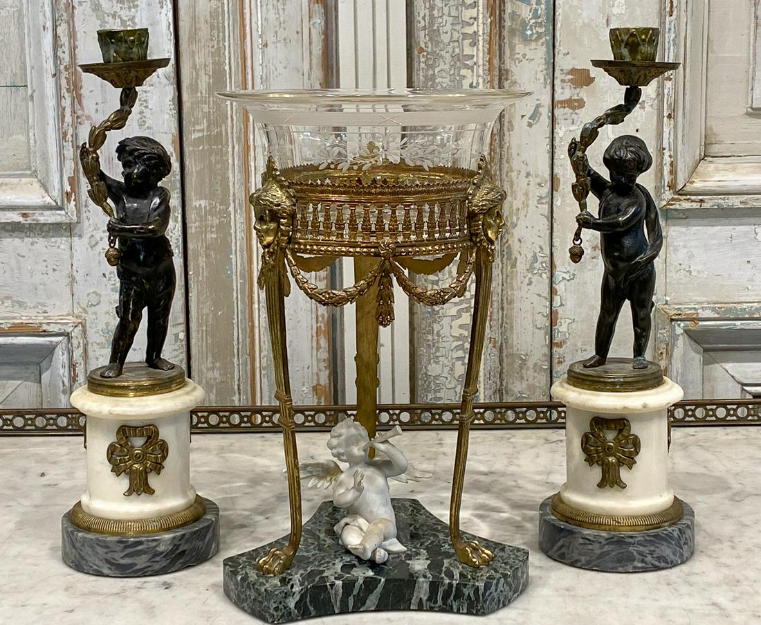 3 Piece Lot Of Bronze And Marble Putti (1 of 5)