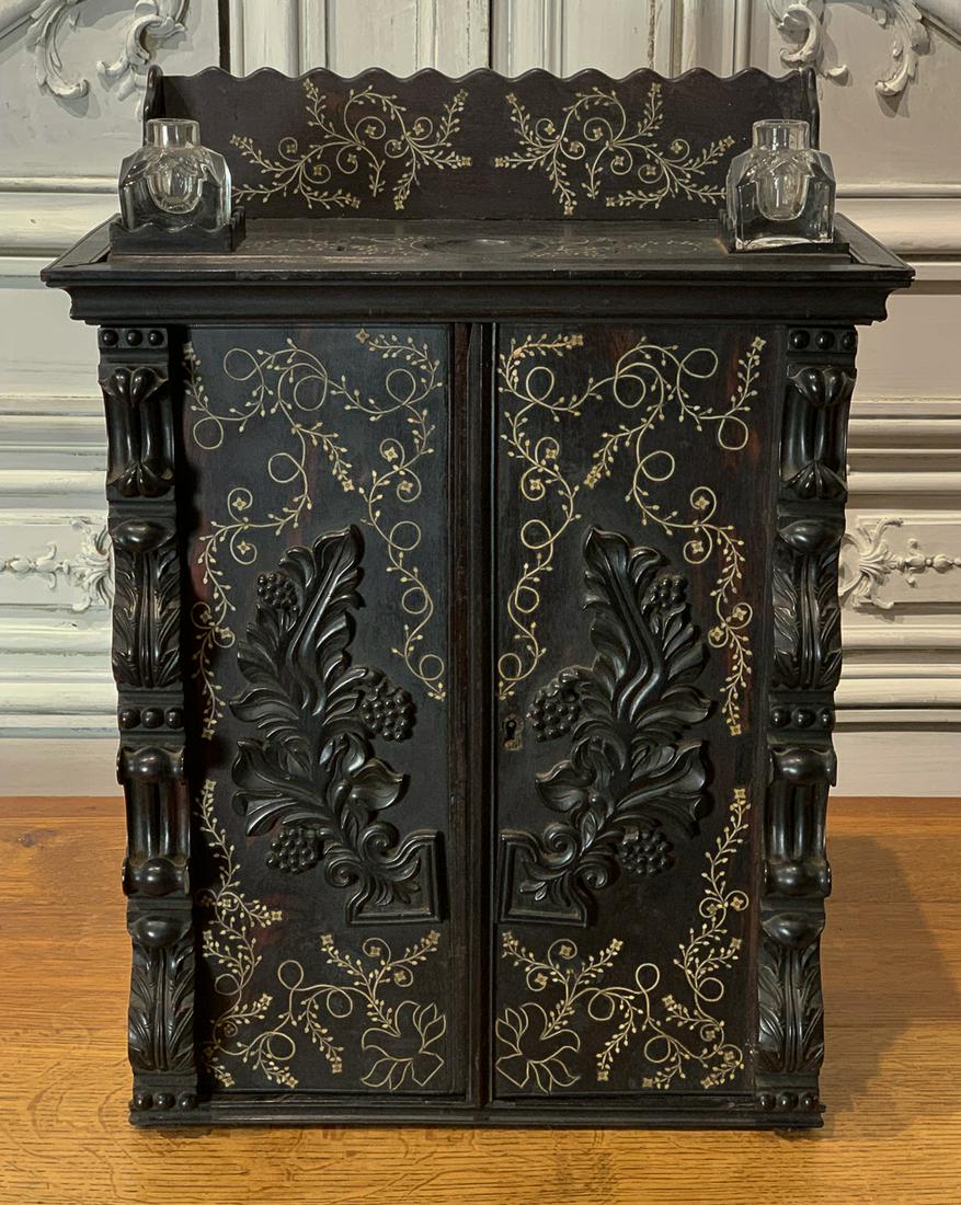 19th Century Inlaid Sewing Or Writing Cabinet (1 of 10)
