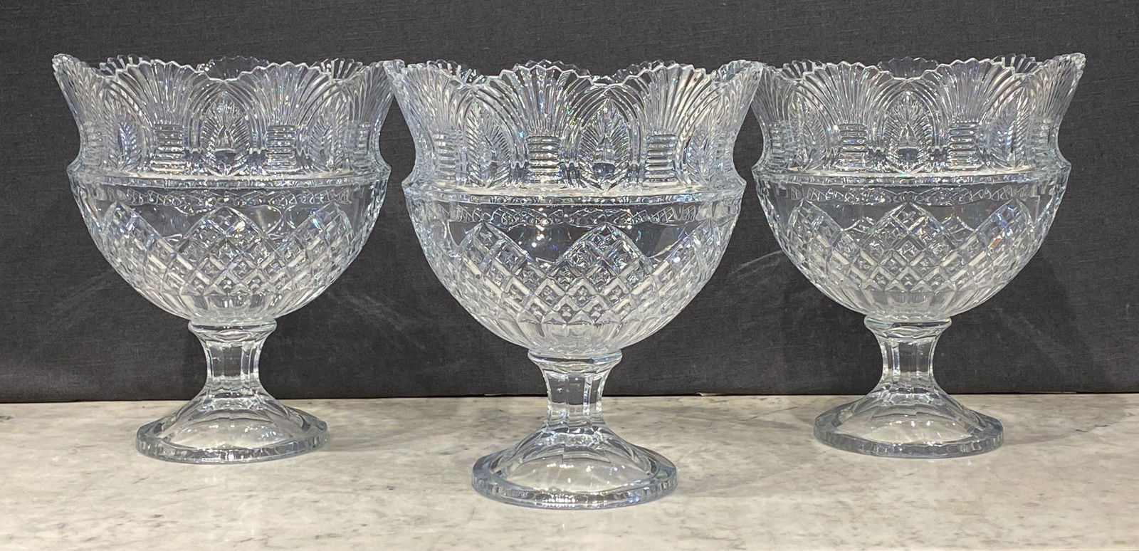 3 Large Cut Glass Compotes (1 of 3)