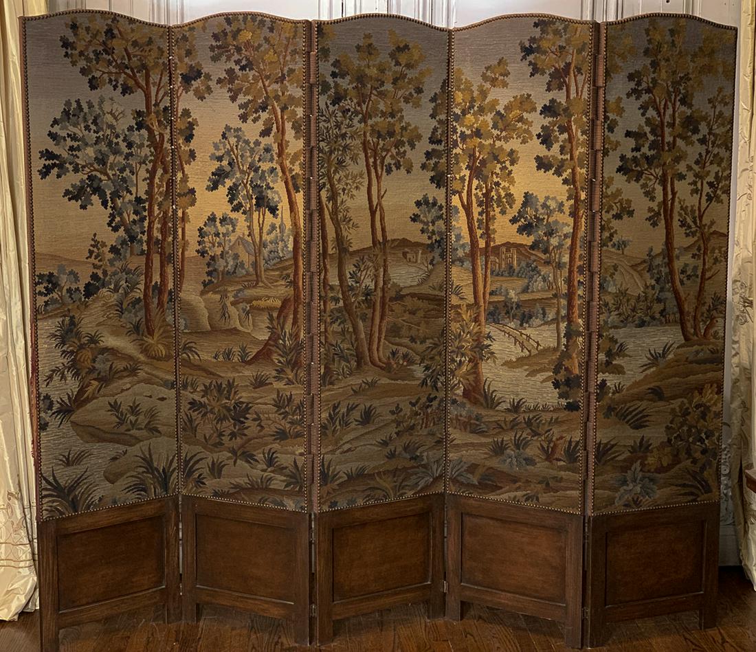 Large Antique French Tapestry Covered Screen (1 of 12)