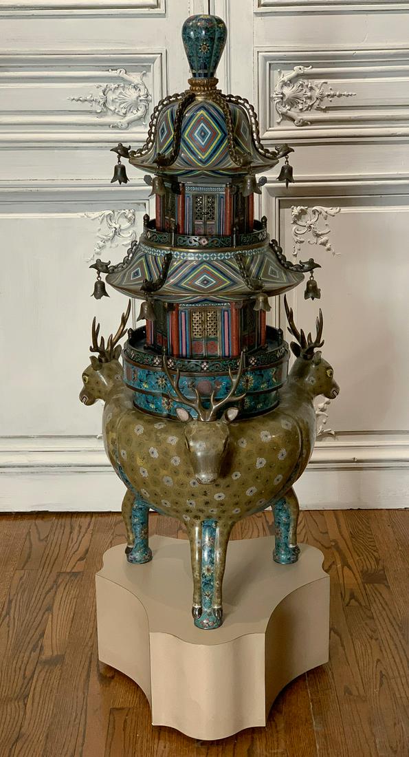 Chinese Cloisonne Brazier On Pedestal (1 of 13)