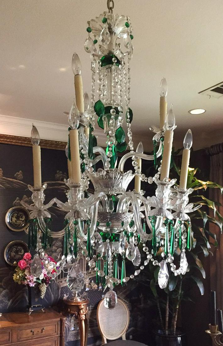 Emerald Green And Cut Glass 9-light Chandelier (1 of 6)