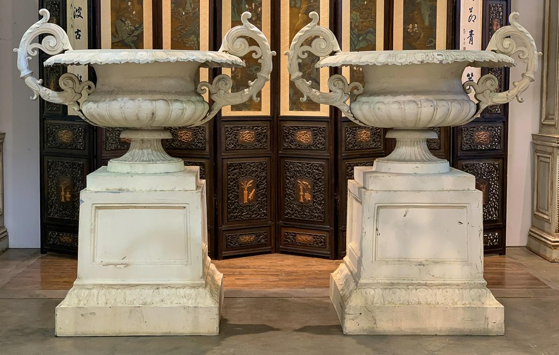 Monumental French Style Cast & Painted Urns (1 of 17)
