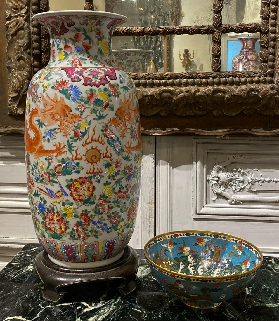 Chinese Famille Rose Vase And Cloisonne Bowl (1 of 8)