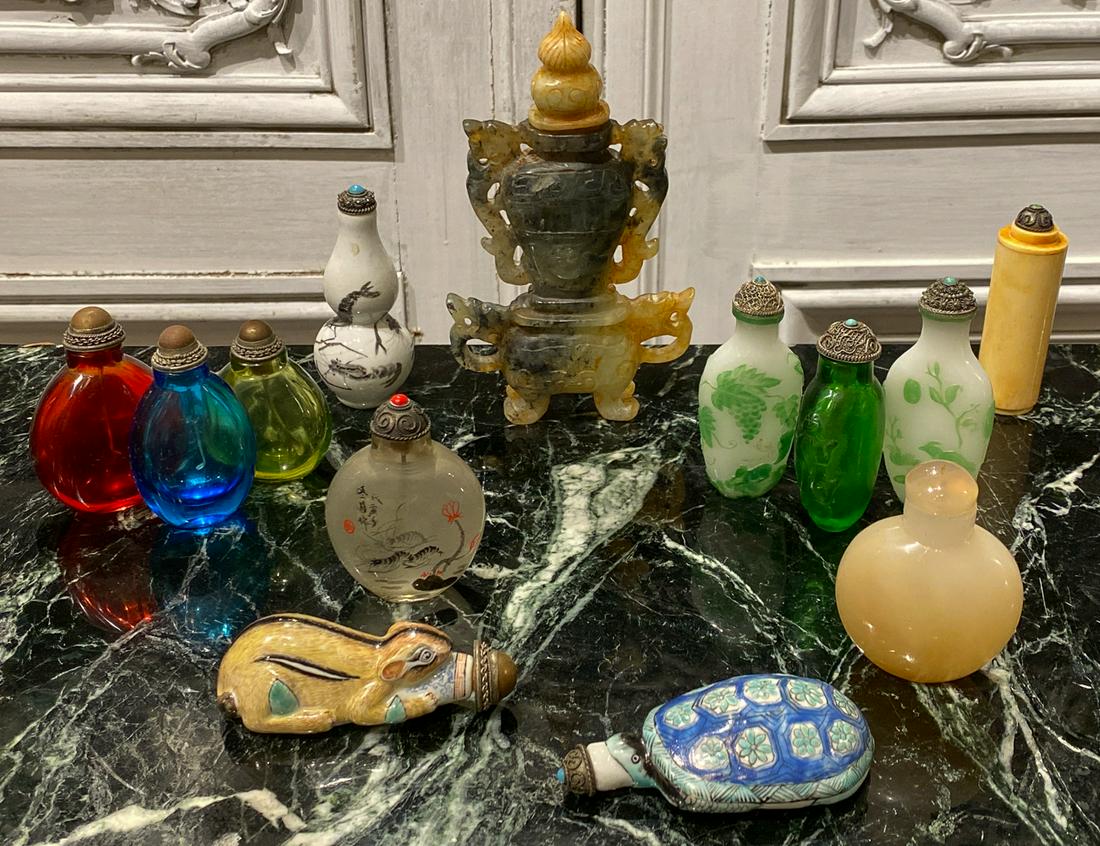 Collection Of Snuff Bottles With Jadeite Carving (1 of 2)