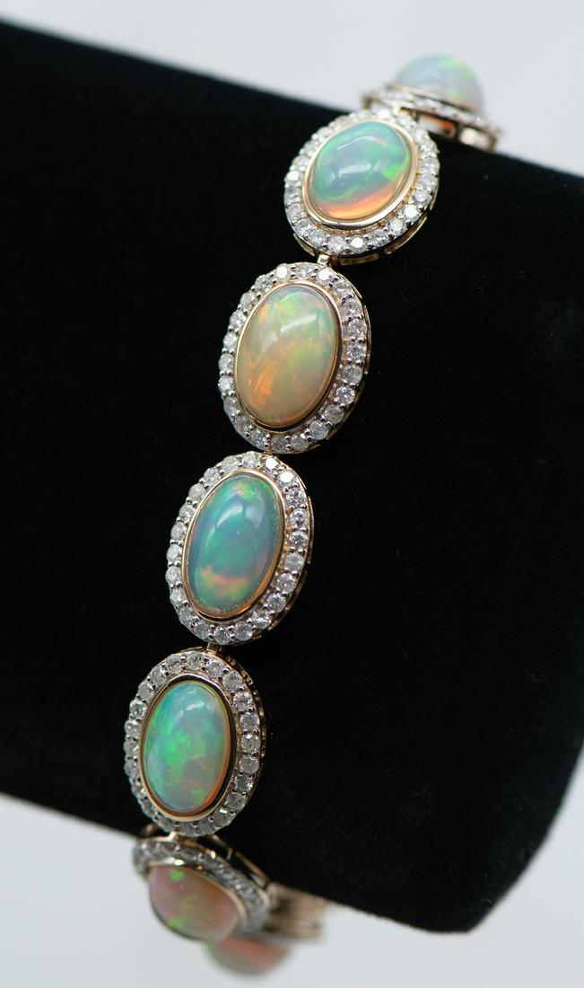 Opal And Diamond Bracelet, 14k Gold (1 of 14)