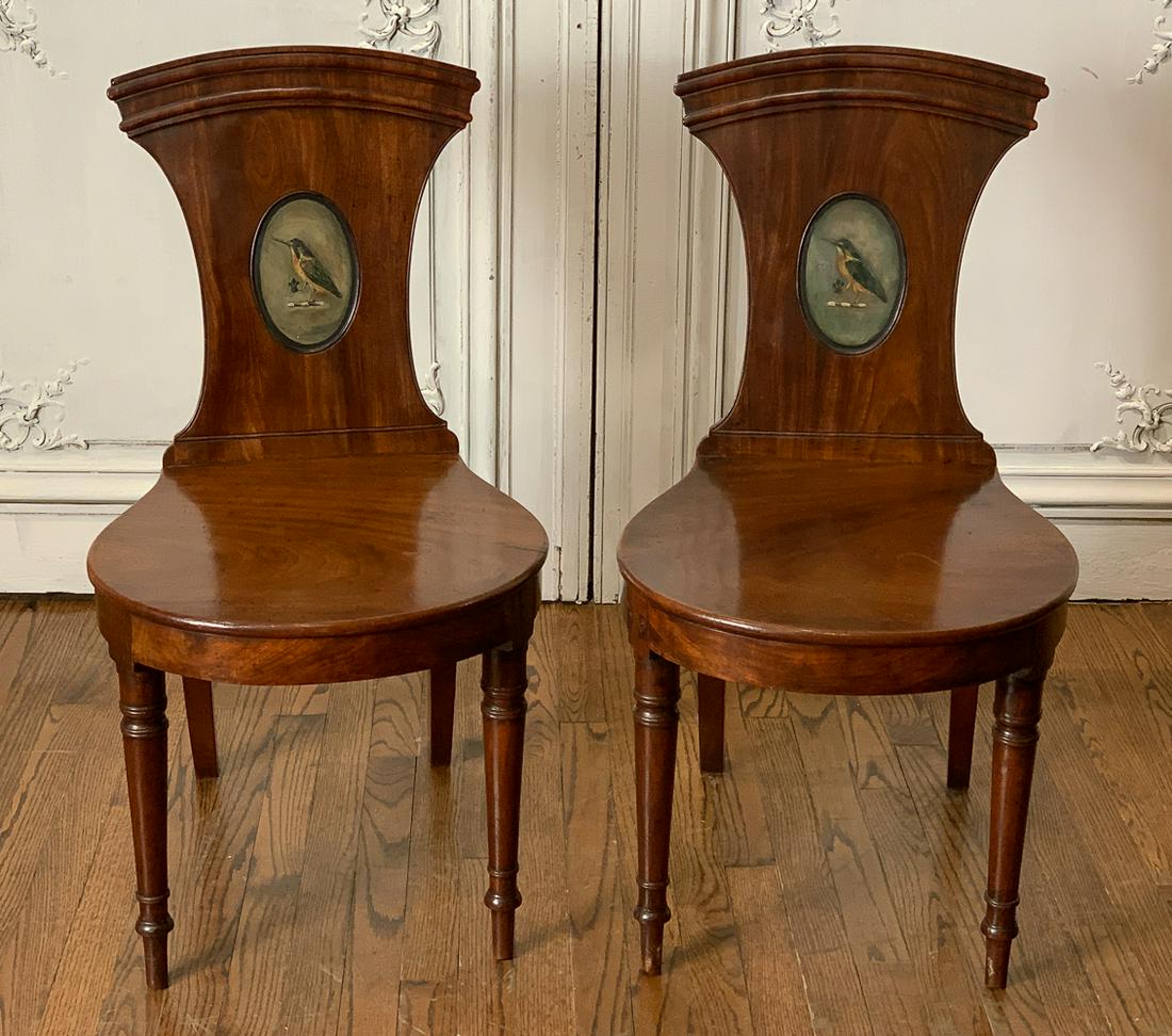 Antique Pair Of Painted Hall Chairs (1 of 10)