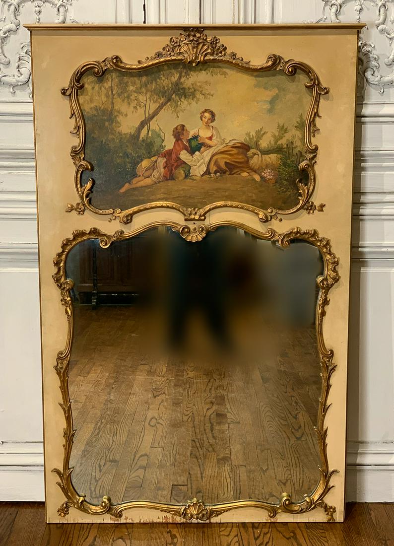 Antique French Parcel Gilt Trumeau Mirror (1 of 9)