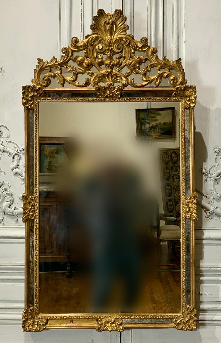 Italian Style Carved Giltwood Beveled Mirror (1 of 9)