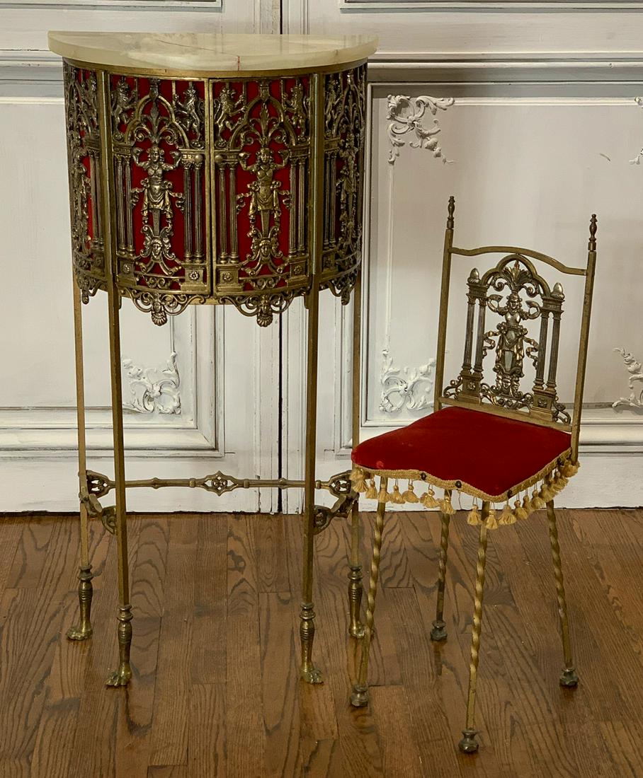 Gilt Telephone Stand Console & Matching Chair (1 of 10)