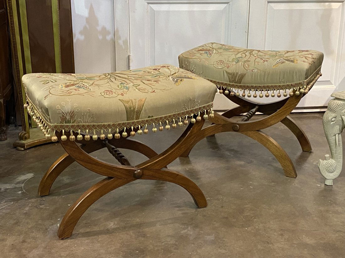 Near Pair Of Neoclassical Style Curule Stools (1 of 6)
