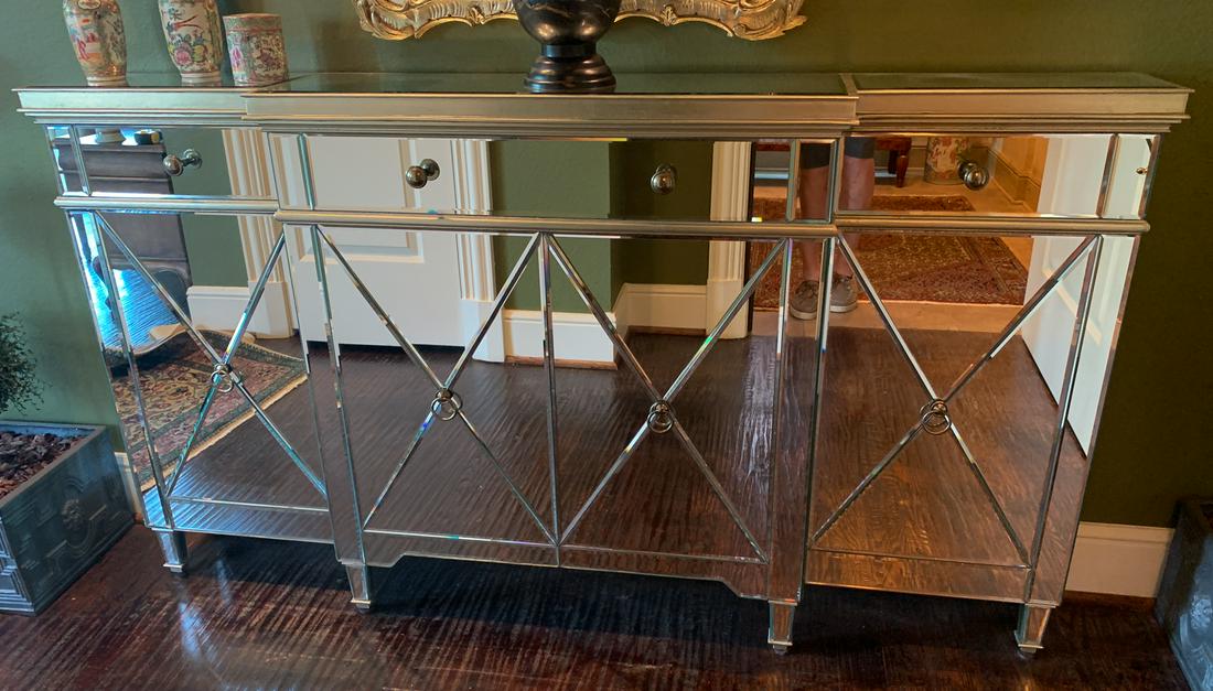 Baker Hollywood Regency Style Mirrored Credenza (1 of 6)