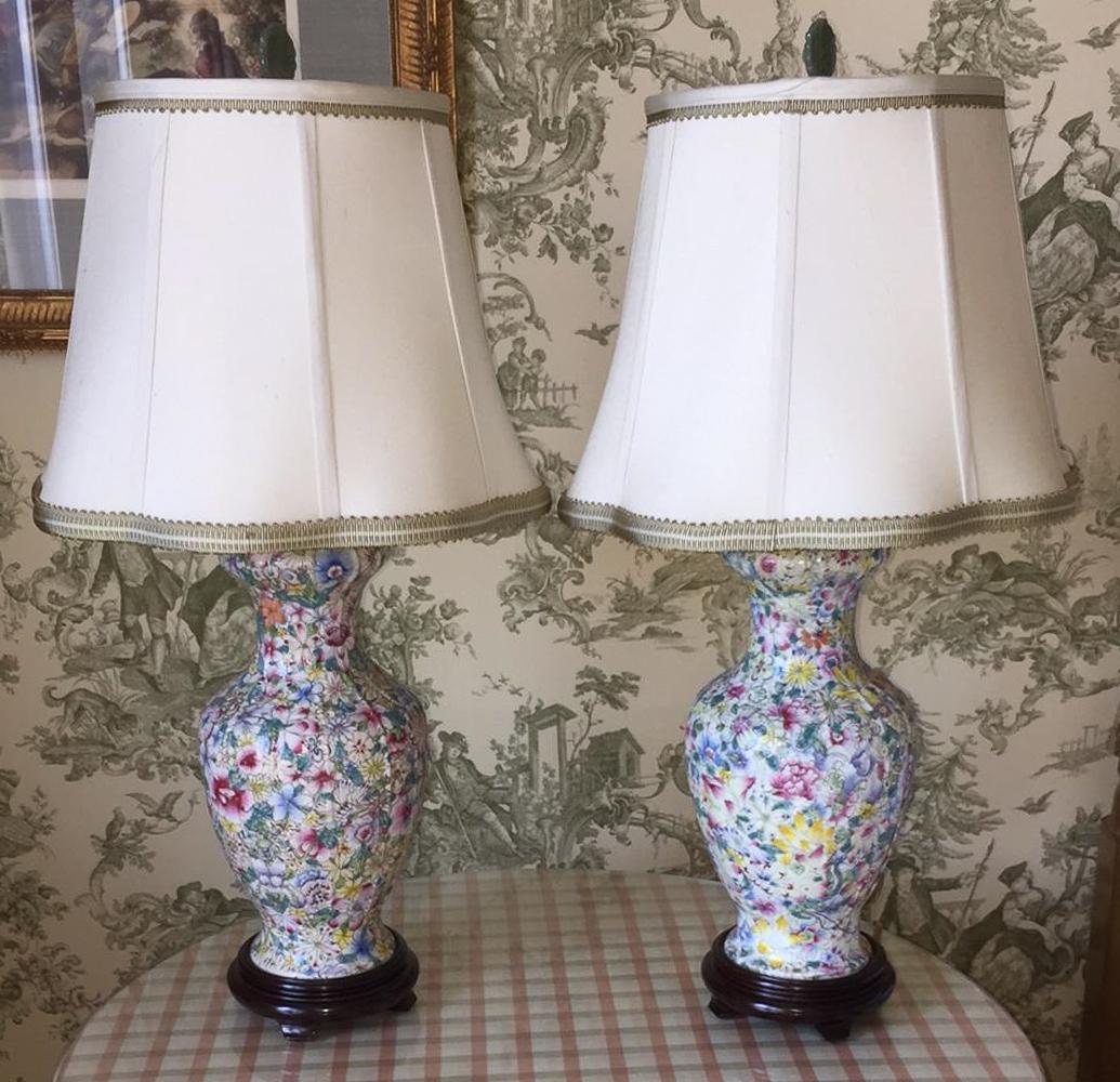 Pair Chintz Porcelain Table Lamps (1 of 5)