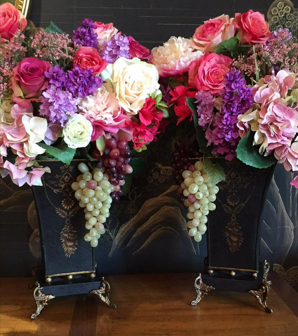 Pair Napoleon III Style Tole Planters (1 of 2)