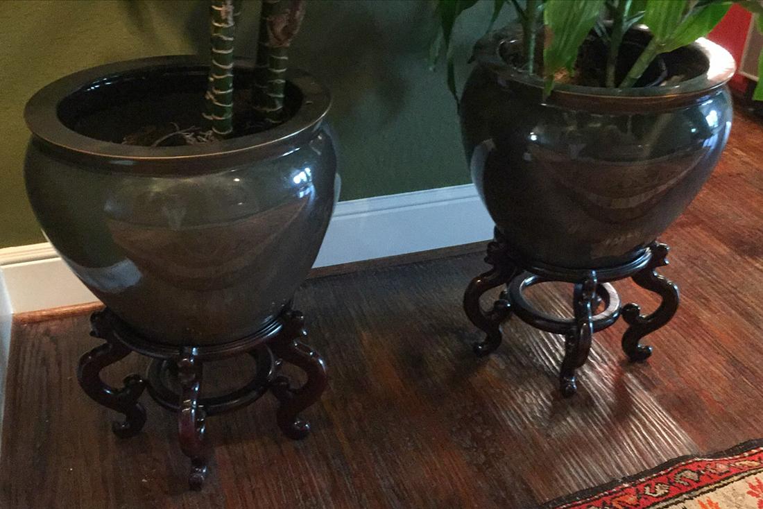 Pair Of Chinese Glazed Porcelain Planters (1 of 4)