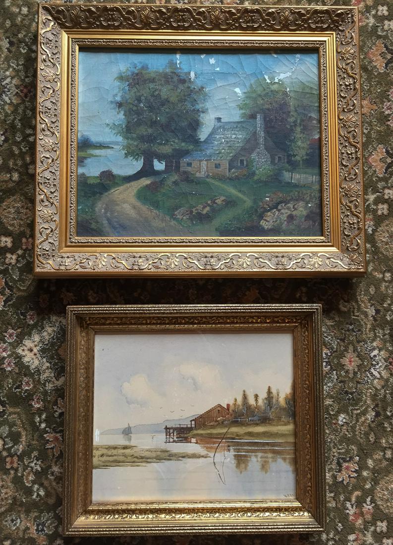 2 Cabin And Lake Scene Paintings (1 of 1)