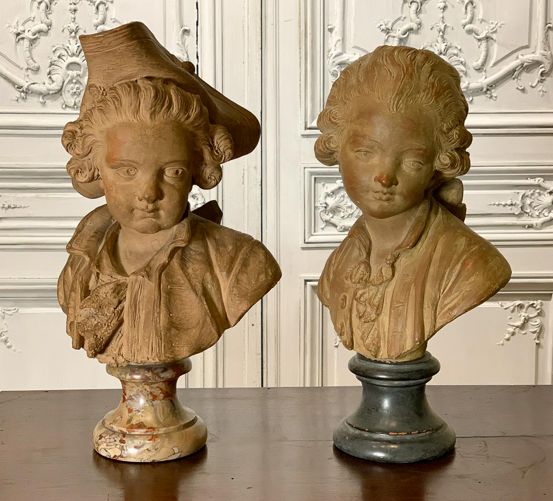 Pair Of 19th Century French Terra Cotta Busts (1 of 10)
