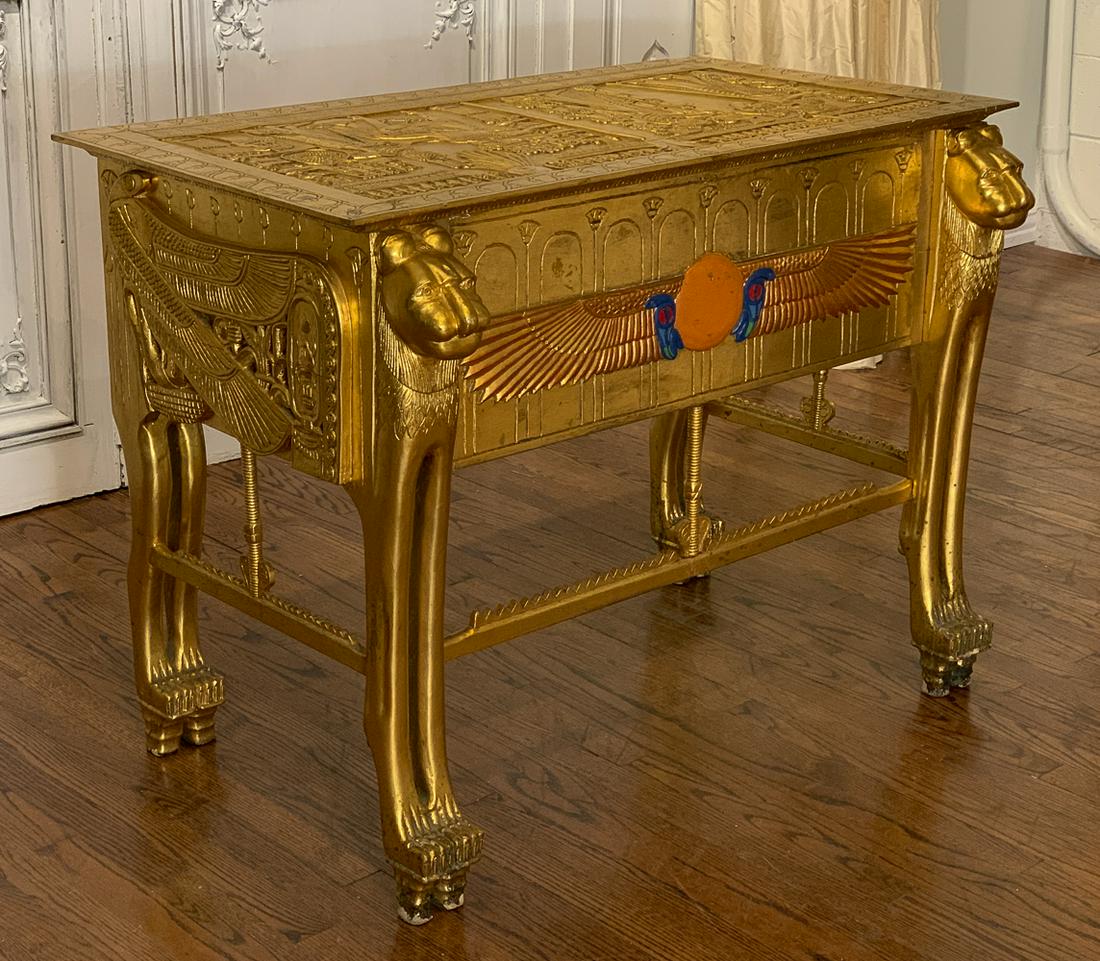 Egyptian Revival Giltwood And Painted Desk (1 of 14)