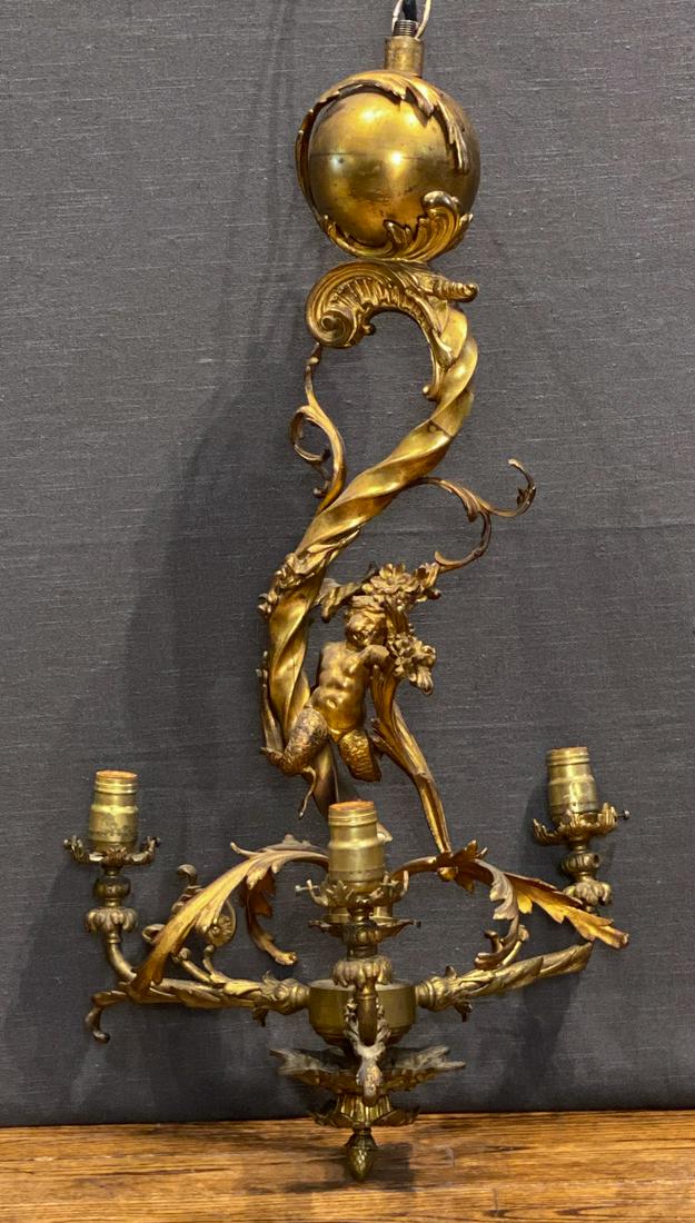 French Bronze Art Nouveau Chandelier (1 of 6)