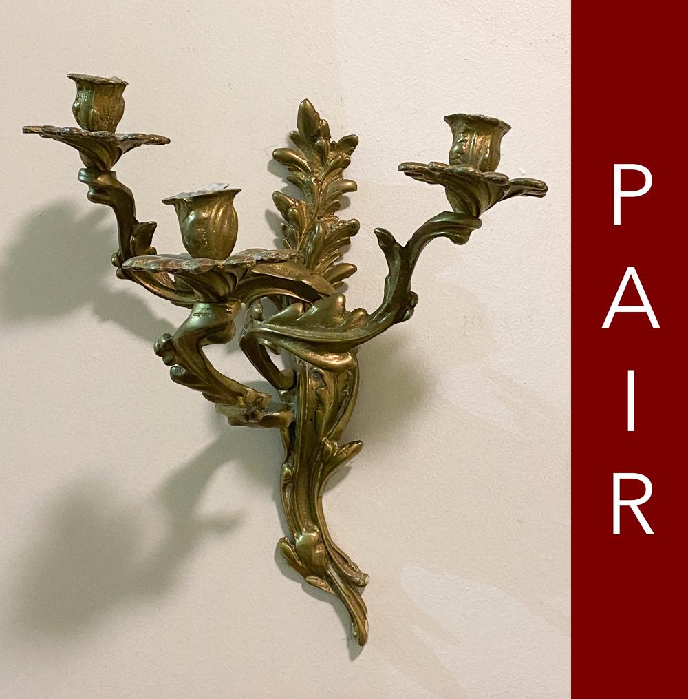 Pair Of Antique Bronze Sconces (1 of 4)
