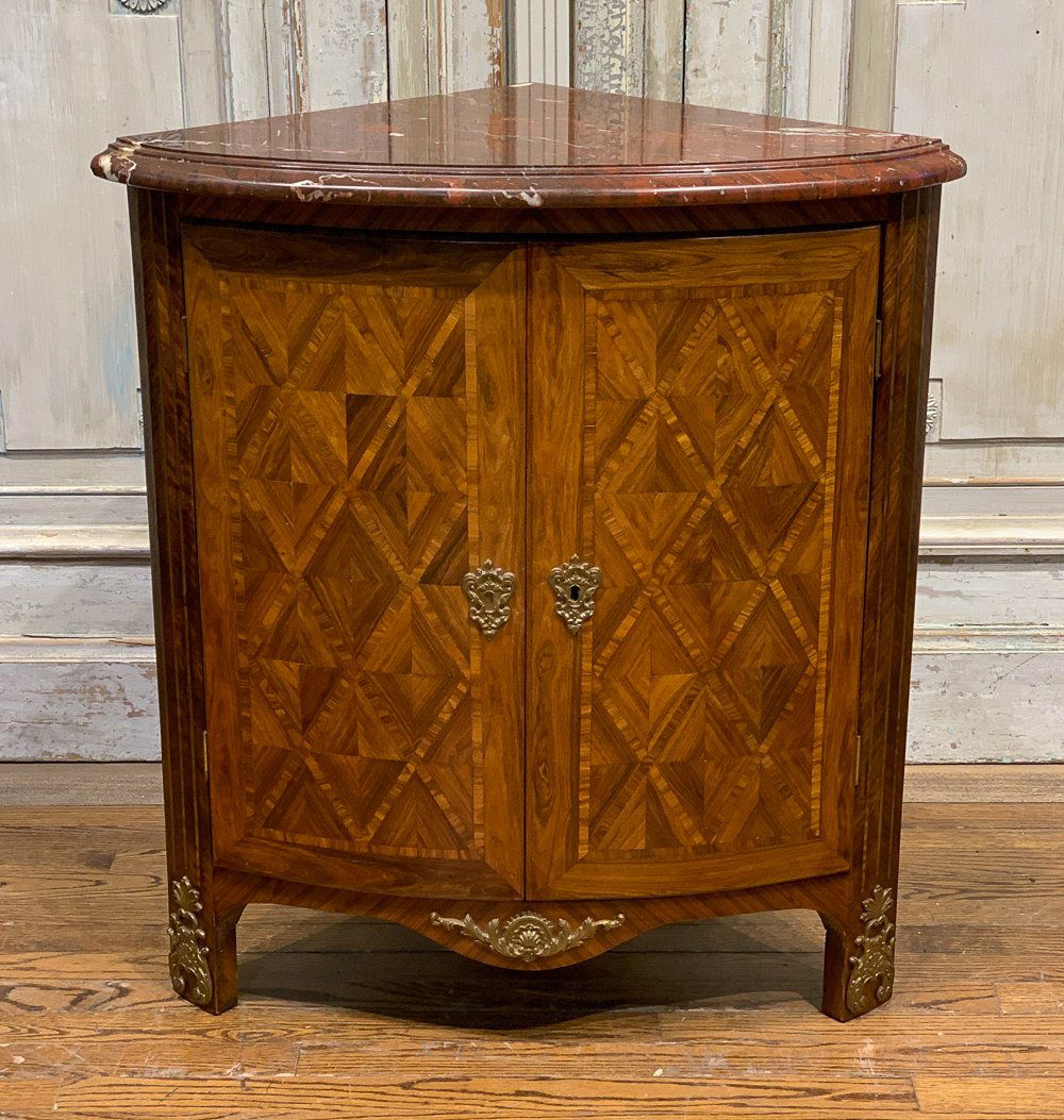 French Parquetry Inlaid Corner Cabinet (1 of 7)