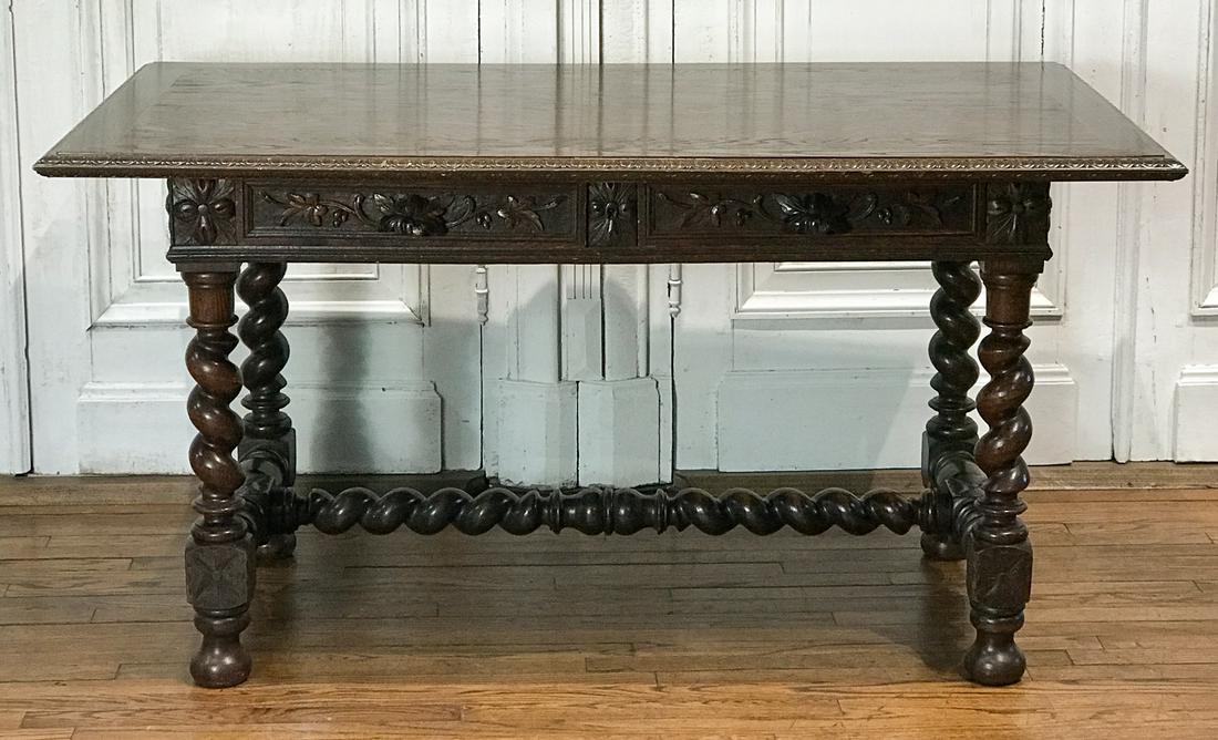 Jacobean Style Oak Library Table (1 of 8)