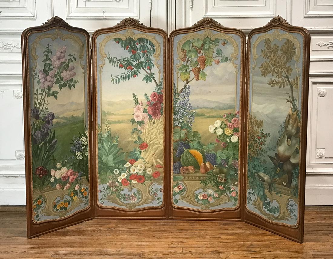 Rococo Style Mahogany And Painted Floor Screen (1 of 9)
