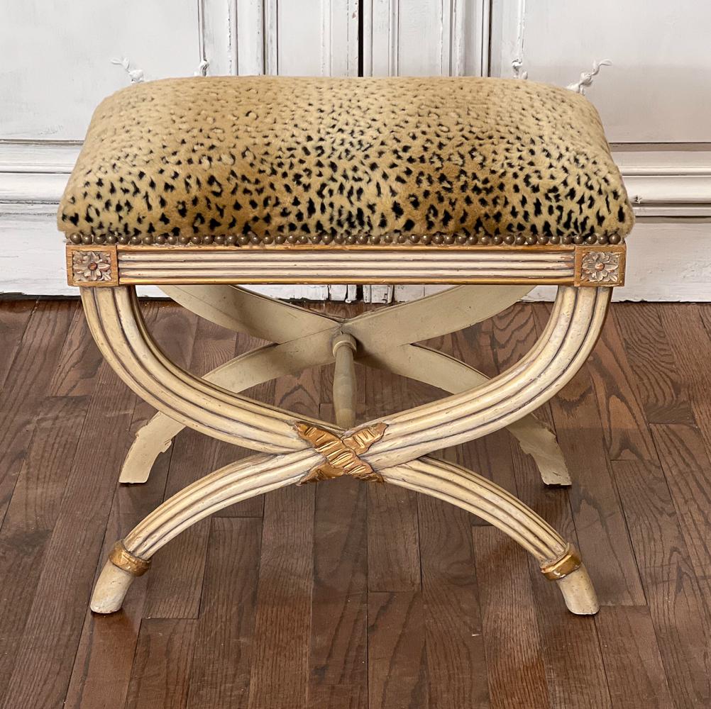 Empire Style Creme Painted Curule Footstool (1 of 7)