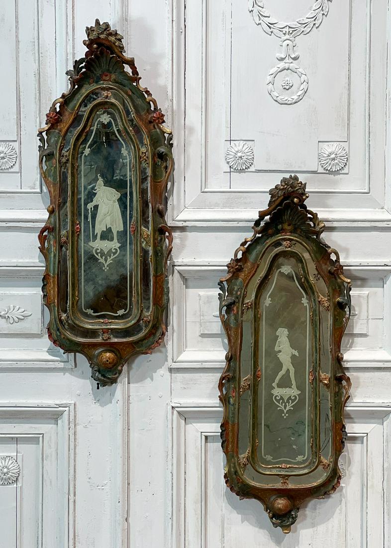 Pair Italian Rococo Style Painted Mirrors (1 of 11)