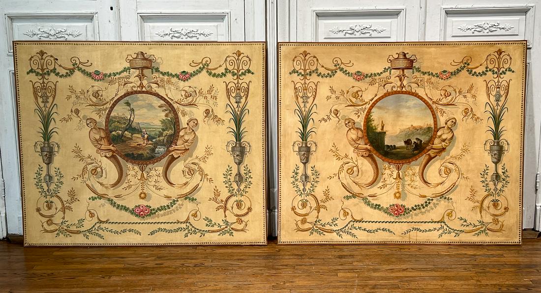 Pair Large Italian Grotto Oil On Canvas Panels (1 of 14)