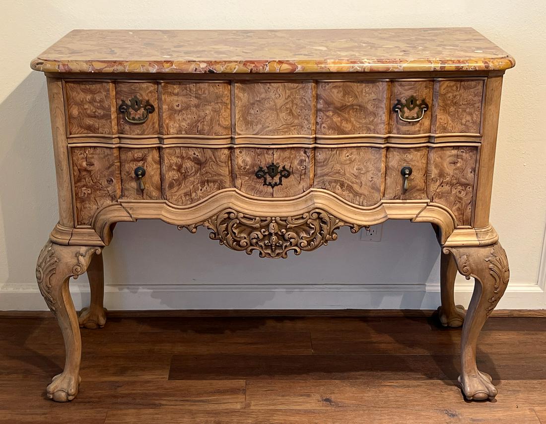Chippendale Style Carved And Burl Walnut Server (1 of 10)
