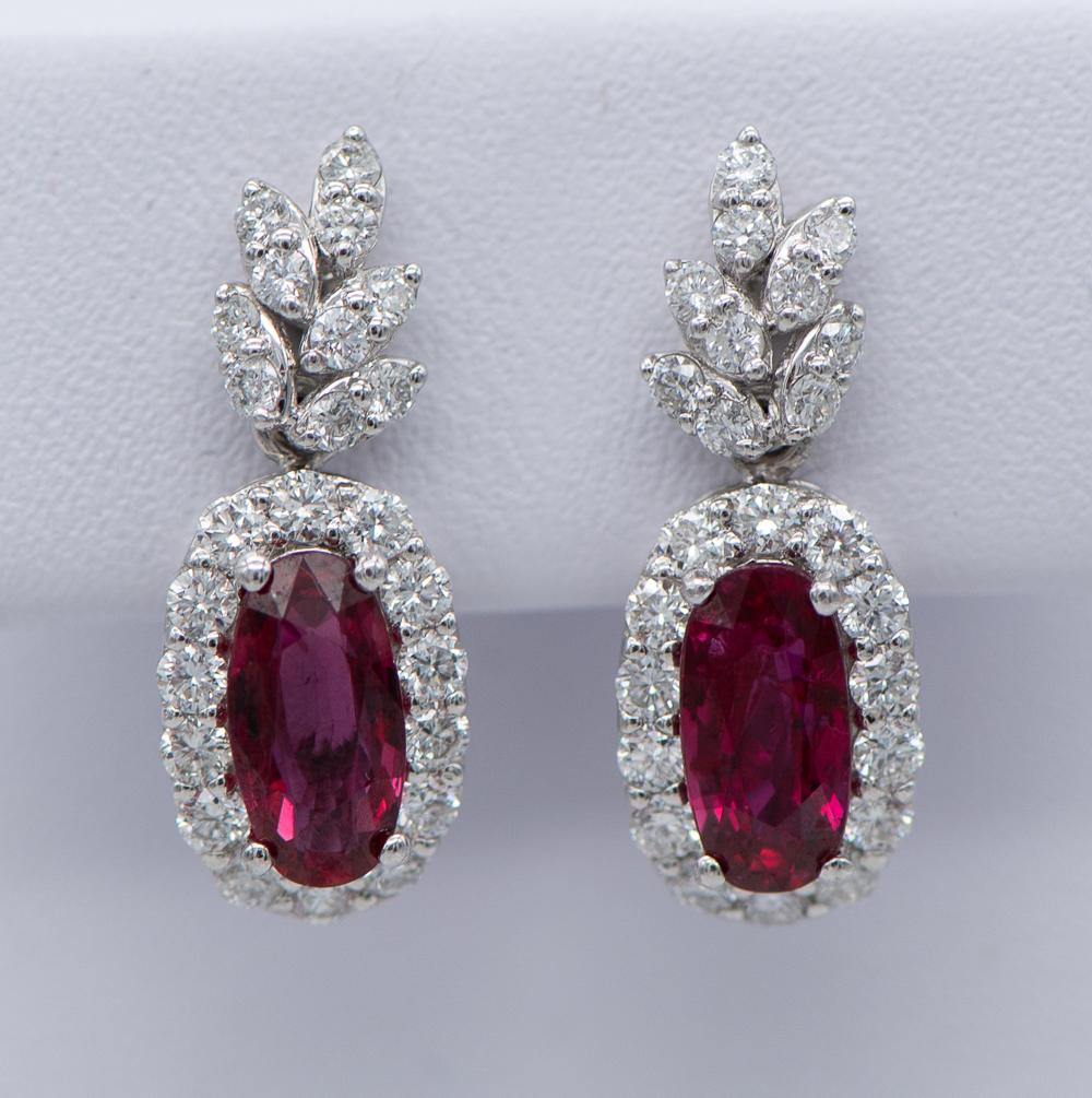 Rare GIA Unheated Ruby And Diamond Earrings (1 of 8)