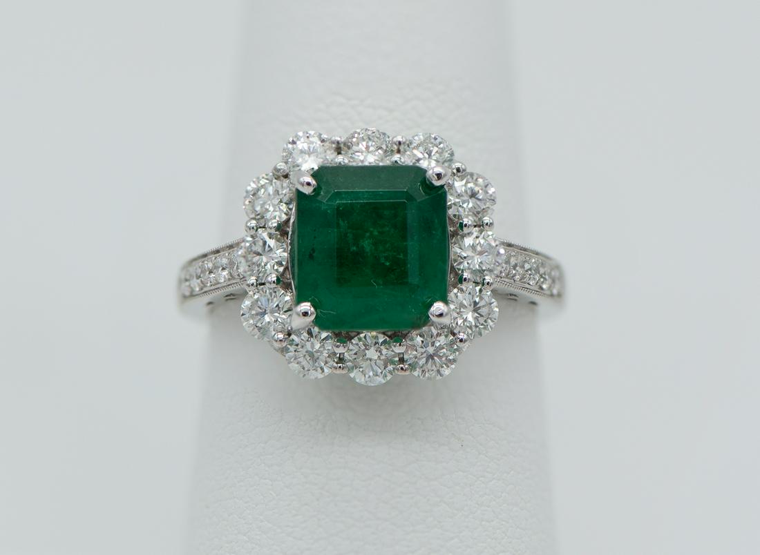 GIA Emerald And Diamond Ring In 18k WG (1 of 17)